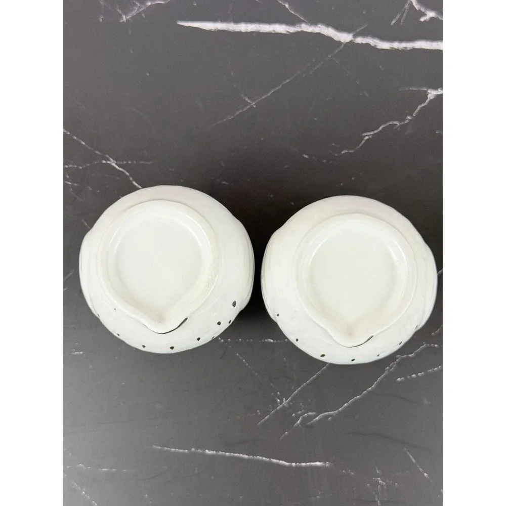 PAIR (2) Ceramic White Owl Teacups 3 1/4